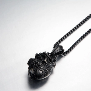 Mattschwarze anatomische Herzanhänger-Halskette im Punk-Gothic-Stil für Herren