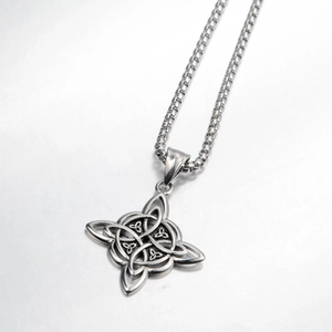 Retro Viking Celtic knot pendant necklace in vintage silver steel for men and women
