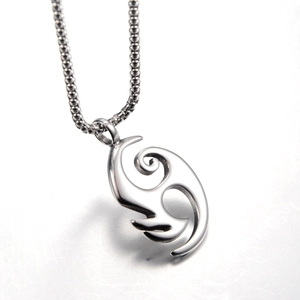 Hip Hop Stainless Steel Abstract Flame Spiral Pendant Necklace Men Women Unisex Gothic Punk Tribal Cloud Pattern Accessory