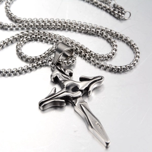 Halskette mit umgedrehtem Kreuzanhänger aus Edelstahl im Gothic-Stil für Damen und Herren