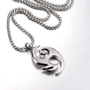 Hip hop flame cloud pendant necklace in polished silver stainless steel for men and women