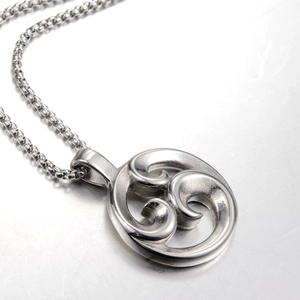 Titanium steel necklace featuring a punk style round auspicious cloud pendant on box chain