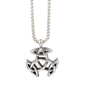 Collier avec pendentif nœud celtique viking vintage et chaîne à perles carrées en acier