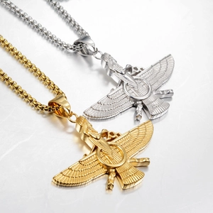 Collana Con Pendente Faravahar Simbolo Religioso Persiano In Acciaio Inossidabile Con Catena Veneziana Per Uomo Donna Gioielli Zoroastriani