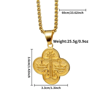 Spécifications de taille pour pendentif croix couronne dorée avec chaîne box de 60cm