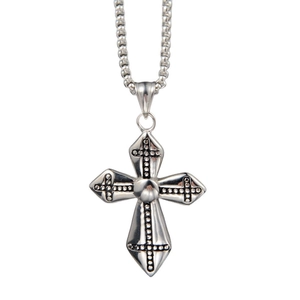 Retro Hip Hop Titanium Steel Cross Pendant Necklace Gothic Dots Religious Jewelry For Men Women Daily Party Accessory