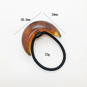 Amber tortoiseshell resin U-shaped hair tie ponytail holder with size measurements