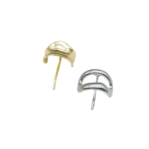 Minimalist streamlined curved ear studs in gold and silver finish for a modern sleek look