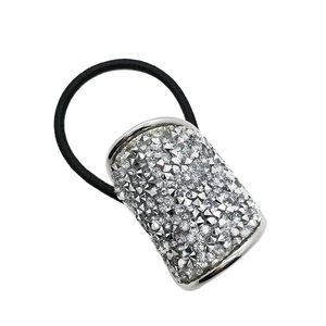 Sparkling rhinestone U-shaped ponytail holder with high elasticity black hair tie