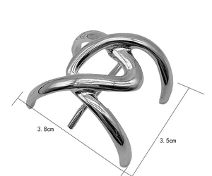 Minimalist silver geometric ponytail hook featuring abstract curved lines, 3.8cm x 3.5cm