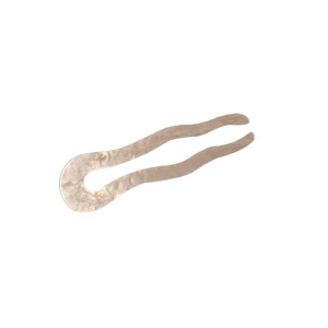Elegant wave-shaped U-shaped hair pin in champagne gold finish with hammered texture