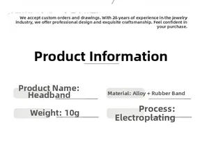 Detailed technical specifications for the alloy and elastic hair tie with plated finish
