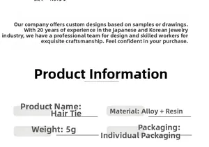 Specifications of alloy and resin elastic hair rope, 5g lightweight individual packaging