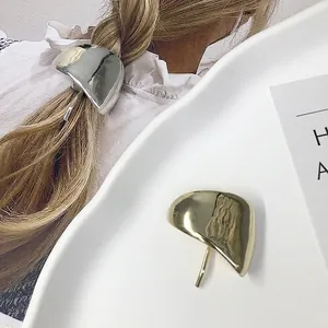 Minimalist Irregular Arc Metal Hair Clip Ponytail Hook Hairpin Mirror Polish Electroplated Gold Silver Fashion Hair Accessories