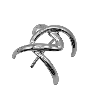Abstract silver alloy ponytail hook hair clip with minimalist geometric curved lines