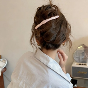 Fermaglio per Capelli a Forma di Onda in Resina e Acetato Con Foglia Glitter Accessori Moda Eleganti per Donna Ragazza