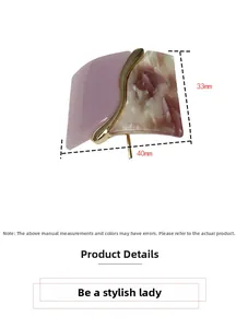 Detail view of leopard resin hair clip showing 40mm x 33mm dimensions on white background