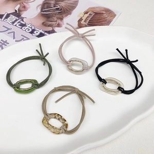 Japanese Minimalist Elastic Hair Tie Acetate Resin Oval Ornament Scrunchie High Elastic Ponytail Holder Fashion Hair Accessory For Women