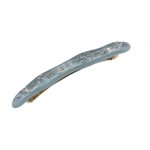 Fermaglio per capelli a onda azzurro in acetato con glitter e base in metallo dorato