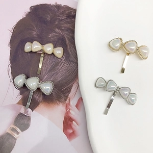 Elegant Alloy Artificial Pearl Heart Hair Hook Clips Fashion Women Hairpin Headwear Gold Silver Sweet Geometric Hair Accessories