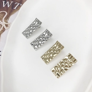 Pinces À Cheveux Géométriques En Alliage Pour Femmes Minimaliste Or Argent Texture Martelée Plissé Barrettes En Métal Accessoire