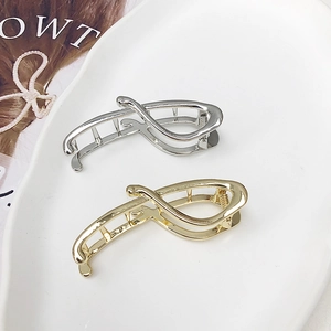 Pince à Cheveux Minimaliste en Alliage Métallique pour Femme Or Argent Électroplaqué Ligne Fluide Géométrique Bijoux
