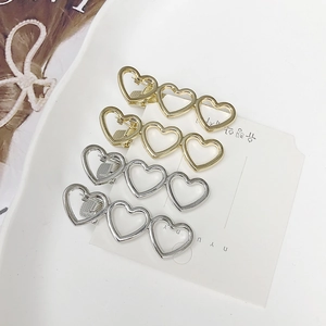 Ensemble de barrettes à cheveux minimalistes en forme de cœur évidé, or et argent