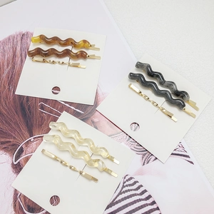 Korean Style Wave Hairpins Acetate Resin Alloy Minimalist Sweet Decorative Hair Accessories For Women Daily Headwear