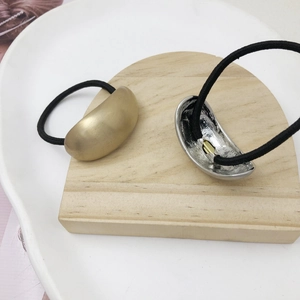 High-elastic hair tie set with minimalist gold and silver geometric metal accents