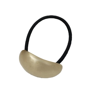 Minimalist high elasticity hair tie with a large golden matte metal dome decoration