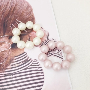 Large Matte Beaded Hair Tie Elastic Faux Artificial Pearl Scrunchie Bracelet Sweet Minimalist Ponytail Holder For Women Girls Jewelry