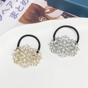 Élastiques à Cheveux Élégants avec Fleurs Künstliche Perles et Strass pour Femmes Accessoires de Coiffure de Luxe pour Mariage