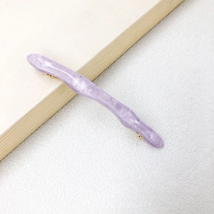 Minimalist large marble pattern spring hair clip with elegant purple resin finish and gold base
