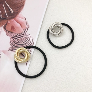 Women Minimalist Alloy Interlocking Triple Ring Hair Tie High Elasticity Ponytail Holder Simple Style Hair Accessories