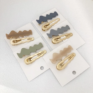 Simple Matte Resin Gold Alloy Wave Hair Clips Japanese Style Fashion Bobby Pins Bangs Side Clip Hair Jewelry For Women