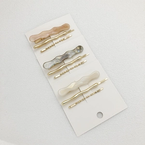 Minimalist Resin Alloy Hair Clip Set Marble Pattern Irregular Duckbill Clips Wave Bobby Pins Fashion Hair Accessories For Women