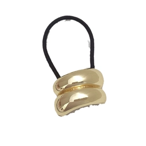 Minimalist double-layer gold metal buckle hair tie with a sleek black elastic hair rope
