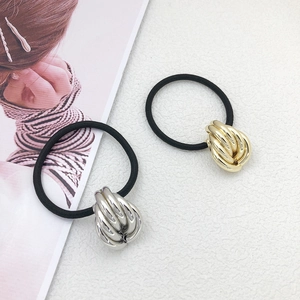 Minimalist gold and silver alloy twisted ponytail holders with high elastic hair ropes