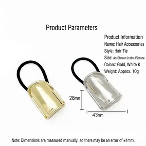 Minimalist metallic elastic hair ties set in gold and silver finish with shield plates
