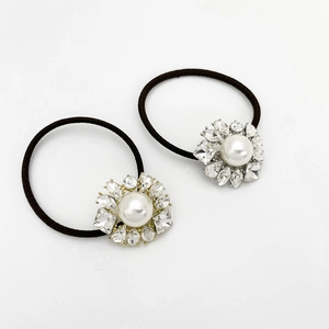 Corde à Cheveux Fleur Strass Künstliche Perle Haute Élasticité Alliage Élastique Élégant Mode Décoratif Accessoires Cheveux Femme Bijoux