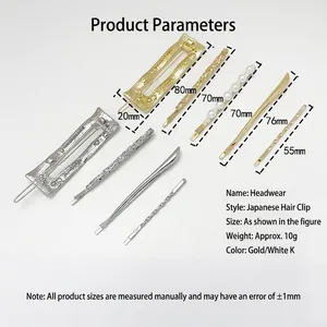 Lot de 10 pinces à cheveux minimalistes en métal doré et argenté aux motifs géométriques