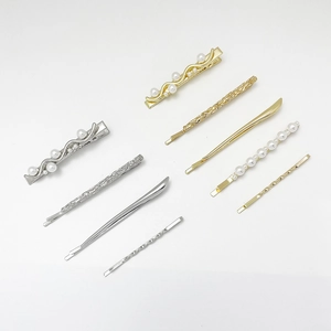 Minimalistische Legierung Künstliche Perlen Haarspangen Set Für Damen Gold Silber Metall Entenschnabel Clips Mode Haarschmuck