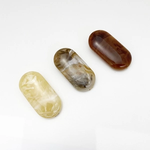 Lot de 3 barrettes ovales rétro en résine avec motifs marbre et écaille pour femmes