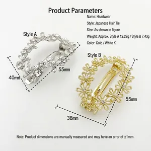 Barrettes à fleurs en alliage avec perles et strass en finitions or et argent