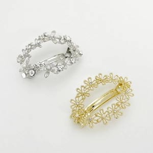 Barrette à Cheveux Élégante en Alliage Fleur Évidée Avec Künstliche Perle d'Imitation Strass Pince à Ressort pour Mariage Bijoux Femme