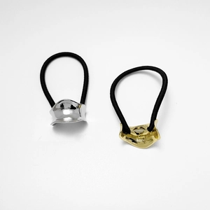 Set di 2 elastici per capelli minimalisti in lega d'oro e d'argento per coda di cavallo
