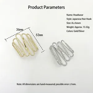 Minimalist U-shaped wave metal hair hooks in matte gold and silver for ponytail styles