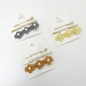 Koreanische Süße Harz Blume Künstliche Perle Strass Legierung Haarspange Haarnadel Für Damen Süße Tägliche Haarschmuck