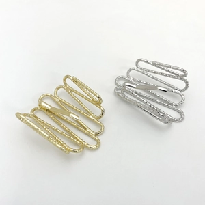 Minimalist U-shaped irregular metal hair clips with hammered texture in gold and silver