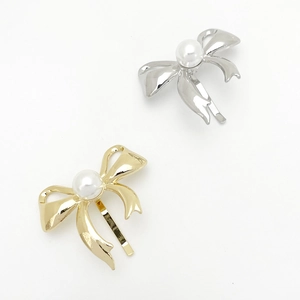 Eleganter Legierung Künstliche Perle Schleife Haarhaken Minimalist Metall Bogen Haarklammer Für Damen Täglich Party Mode Haarschmuck